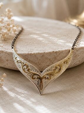 VTG Designer Montana Silversmiths Gold Plated Bib Necklace